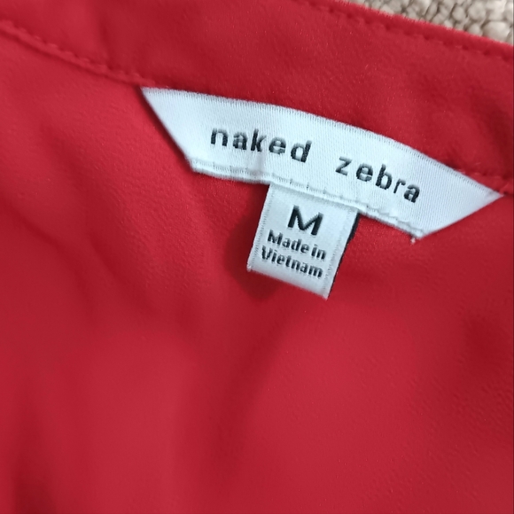 Naked Zebra Sheer Red Sleeveless Blouse Women's Size Medium - Picture 5 of 6